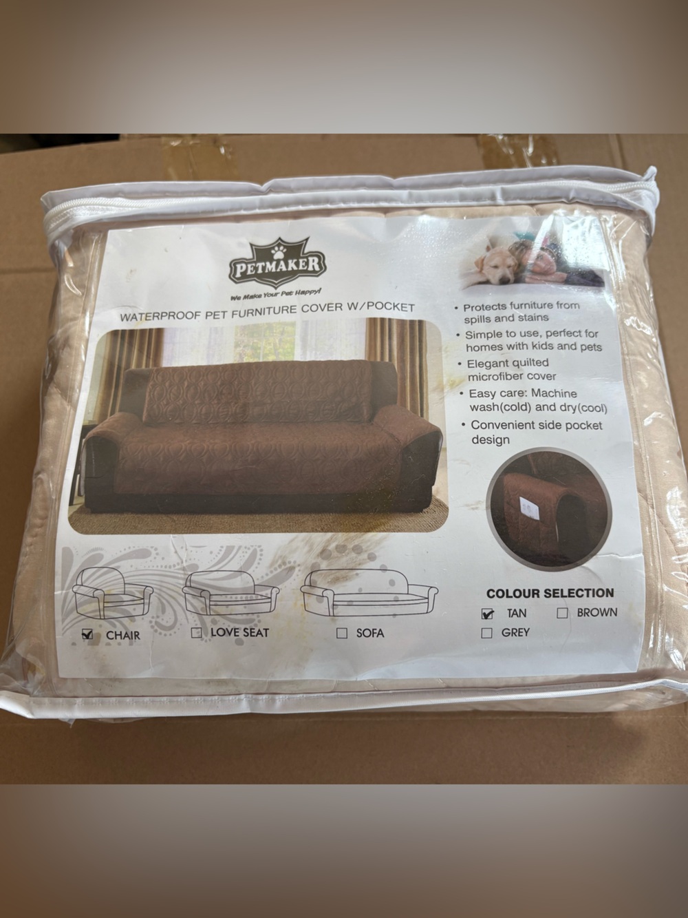 Waterproof Brown Sofa Furniture Cover with Pocket